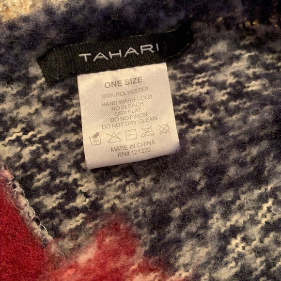 TAHARI Fringed Pullover Check Plaid Blanket Poncho OS S, M, L - Picture 5 of 5